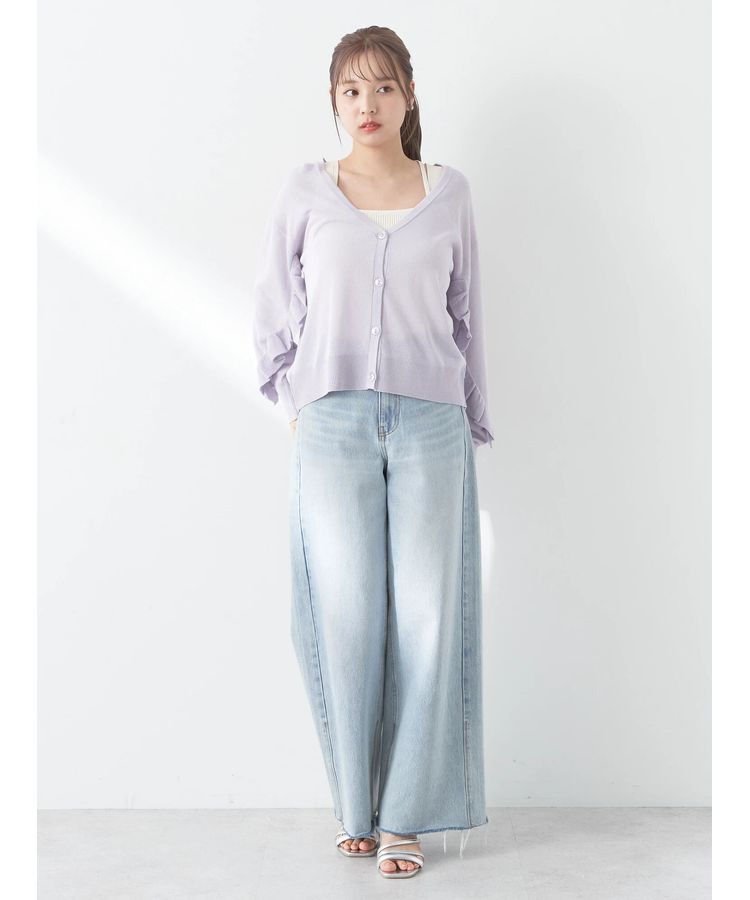 earth music&ecology「袖フリルシアーカーディガン」|カーディガン|