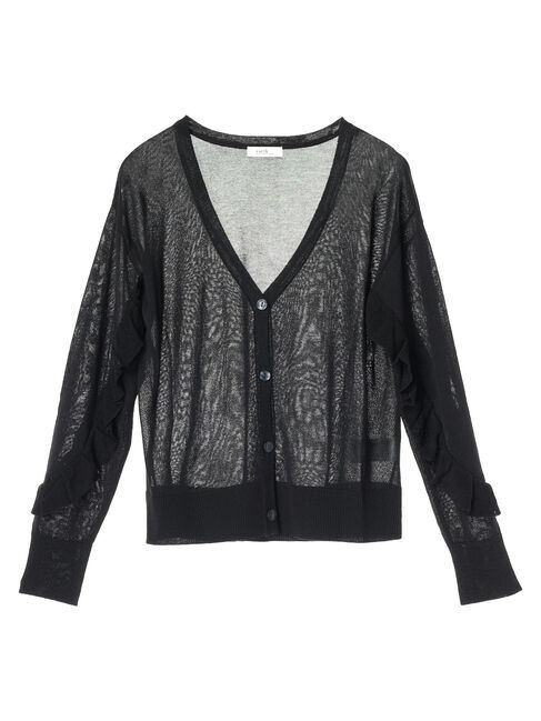 earth music&ecology「袖フリルシアーカーディガン」|カーディガン|