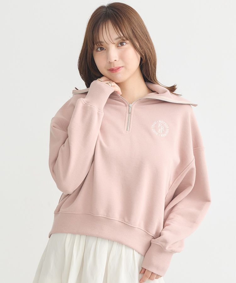 earth music&ecology「ハーフZIPプルオーバー」|スウェット・ジャージ|Pink