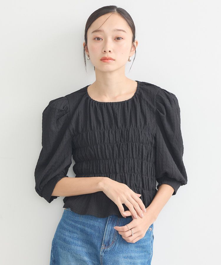 earth music&ecology「ポコポコシャーリングトップス」|Tシャツ・カットソー|Black