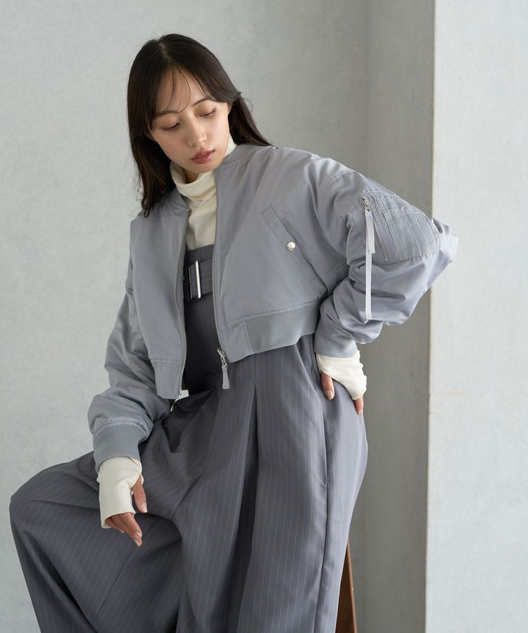 earth music&ecology「ファーリバーシブルショートMA-1」|ブルゾン・スタジャン|