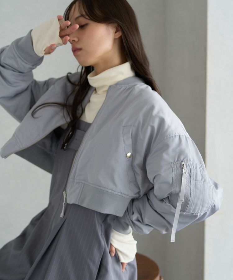 earth music&ecology「ファーリバーシブルショートMA-1」|ブルゾン・スタジャン|