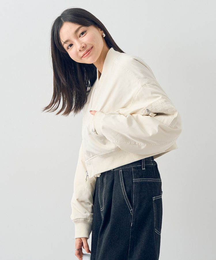 earth music&ecology「ファーリバーシブルショートMA-1」|ブルゾン・スタジャン|