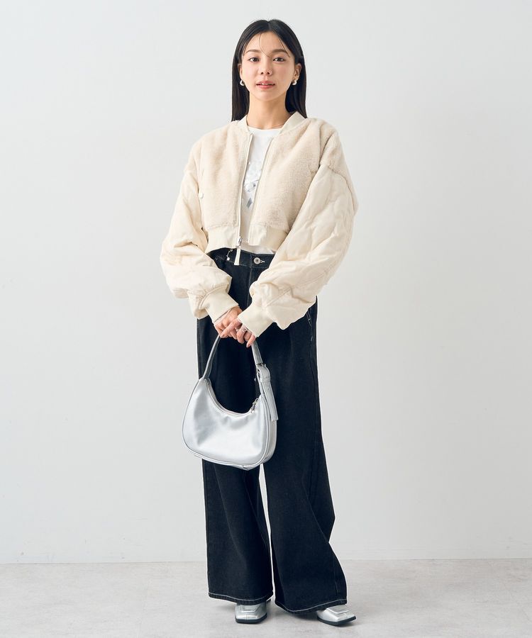 earth music&ecology「ファーリバーシブルショートMA-1」|ブルゾン・スタジャン|