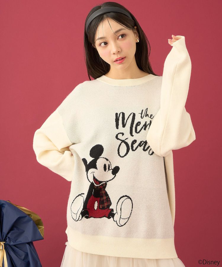 earth music&ecology「Disney/ジャガードラメロゴプルオーバー」|ニット・セーター|Ivory