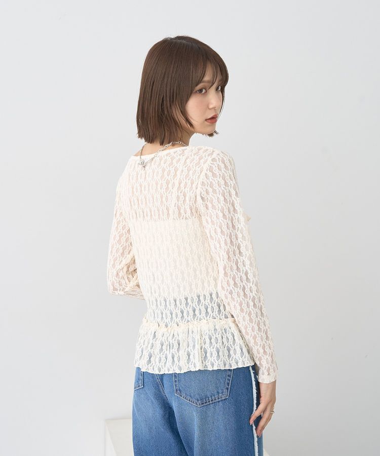 earth music&ecology「レースフリルメローカーディガン」|カーディガン|