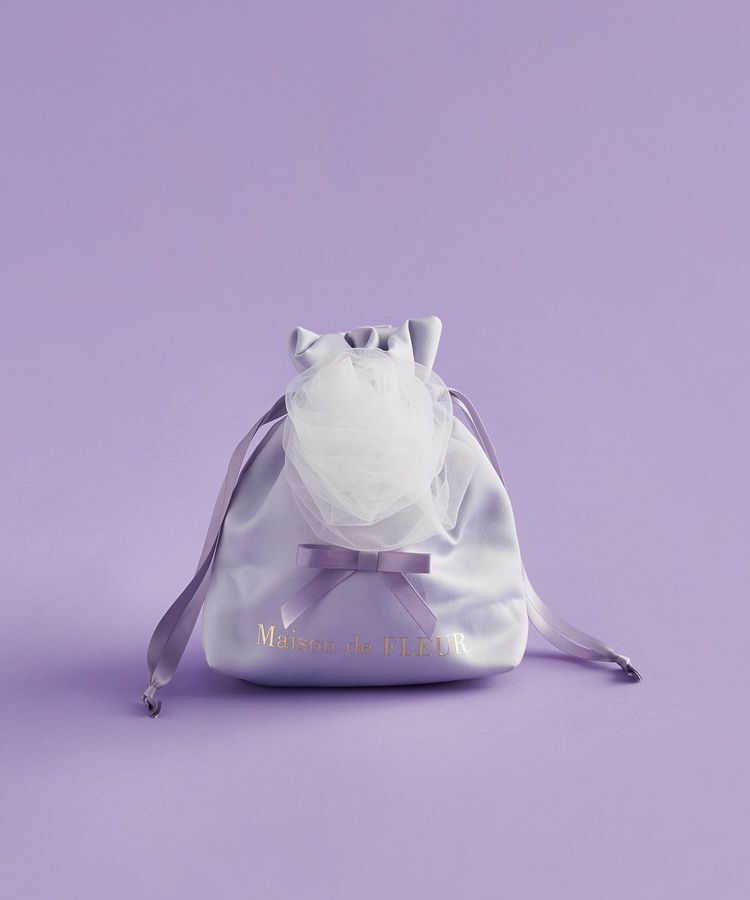 Maison de FLEUR「コットンキャンディ巾着」|ポーチ|グレイッシュブルー