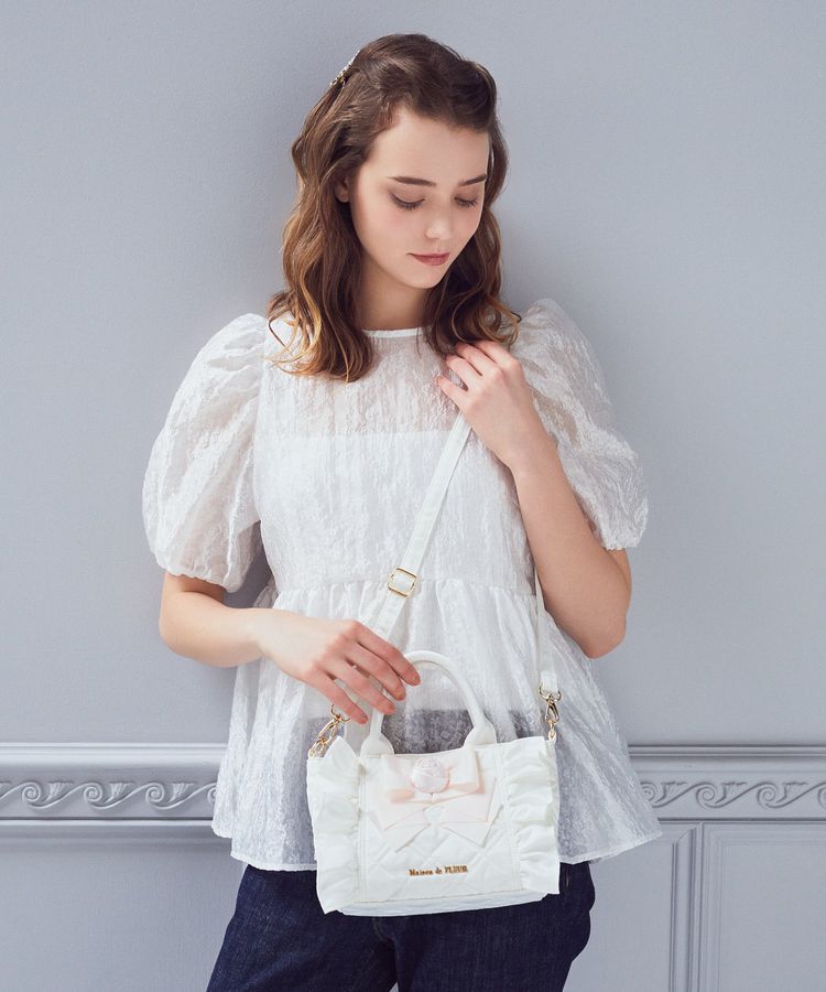 Maison de FLEUR「ローズ2Wayキルティングミニトートバッグ」|トートバッグ|アイボリー