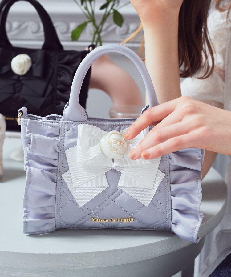 Maison de FLEUR「ローズ2Wayキルティングミニトートバッグ」|トートバッグ|グレイッシュブルー