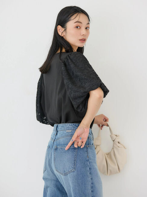 AMERICAN HOLIC「ジャガードスリーブカットプルオーバー」|Tシャツ・カットソー|Black