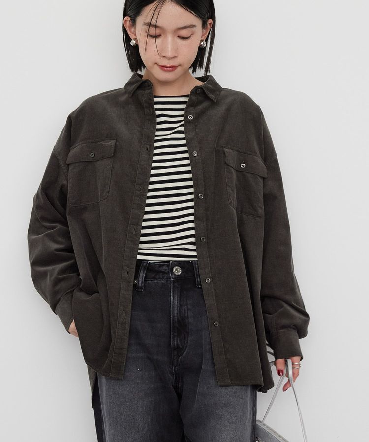 AMERICAN HOLIC「Wポケットコーデュロイシャツ」|シャツ・ブラウス|Charcoal Gray