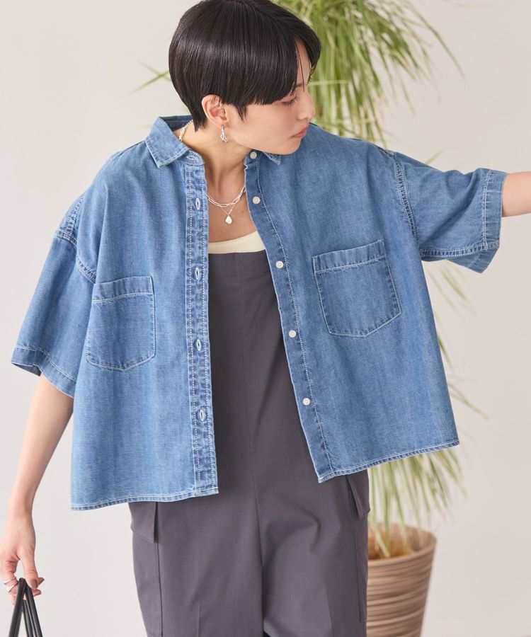 AMERICAN HOLIC「Wポケットデニムショートシャツ」|シャツ・ブラウス|