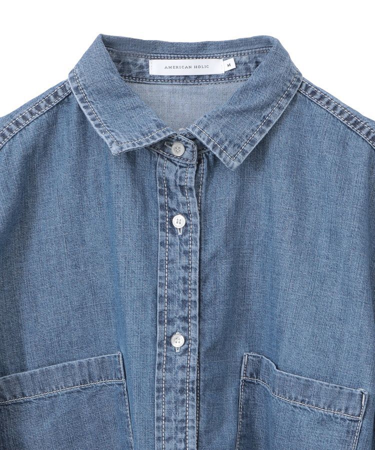 AMERICAN HOLIC「Wポケットデニムショートシャツ」|シャツ・ブラウス|
