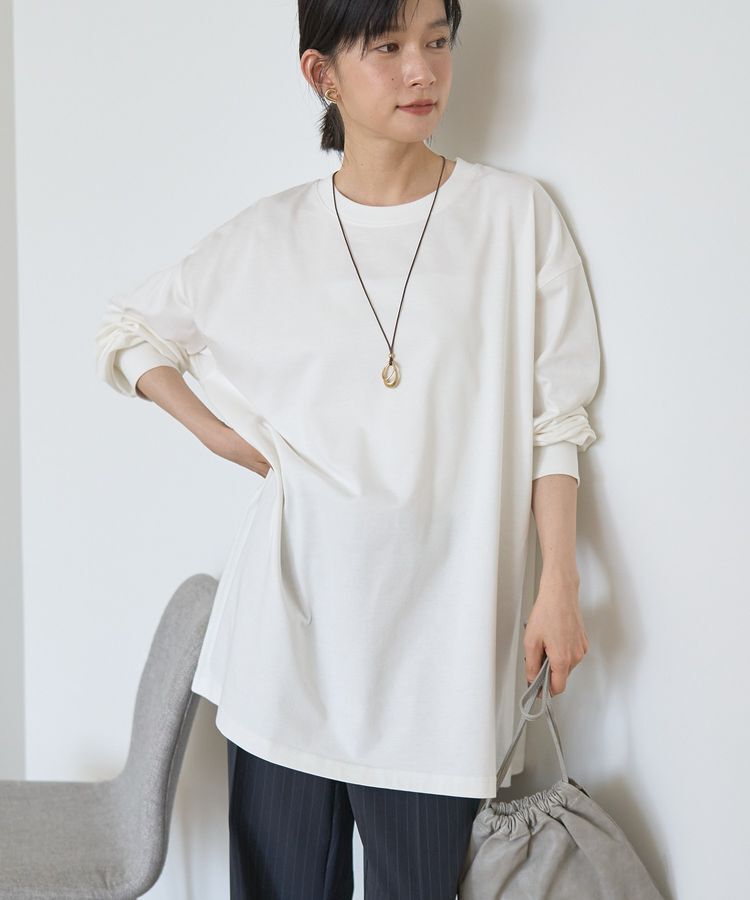 AMERICAN HOLIC「コットンロング丈プルオーバー/チュニック」|Tシャツ・カットソー|Off White