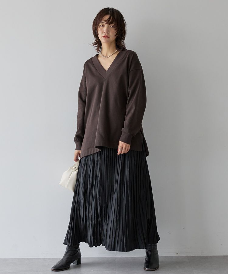 AMERICAN HOLIC「Vネックサイドスリットロングスウェットプルオーバー/チュニック」|スウェット・ジャージ|