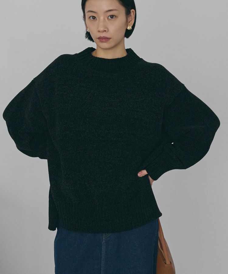 AMERICAN HOLIC「ベロアモールニットプルオーバー」|ニット・セーター|Black