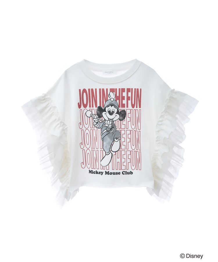 Green Parks「ミッキーマウスクラブ/袖フリルショート丈TEE」|Tシャツ・カットソー|Off White