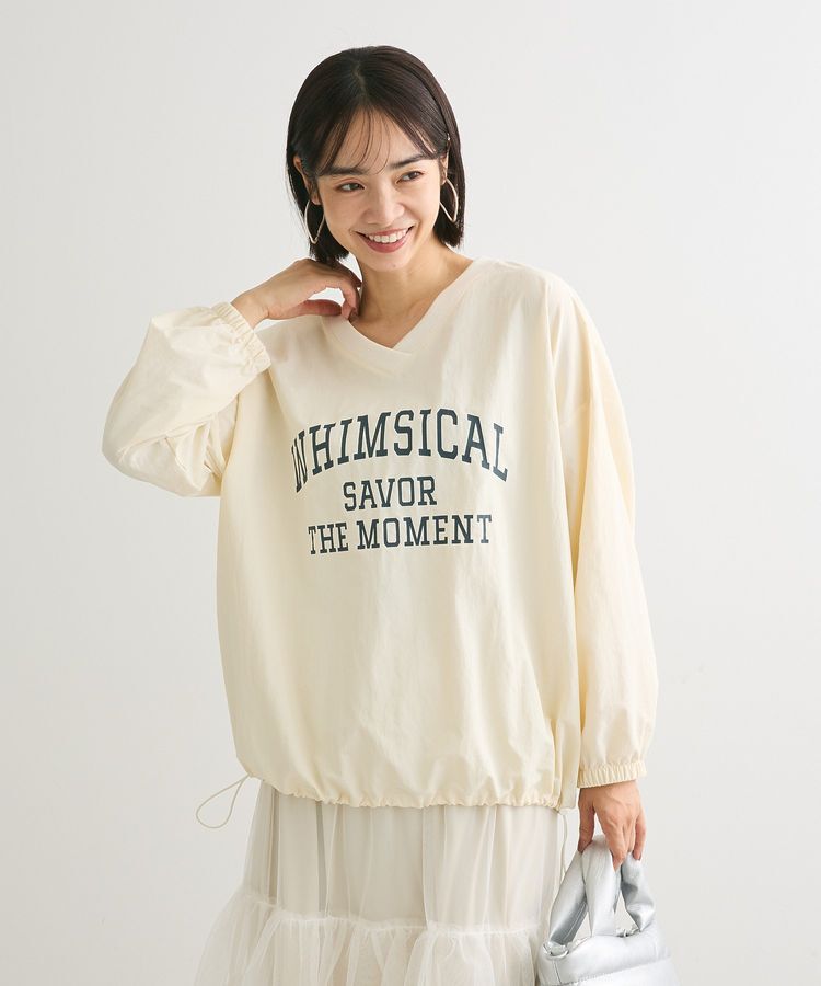 armonia「ナイロンロゴVネックプルオーバー」|チュニック|Ecru