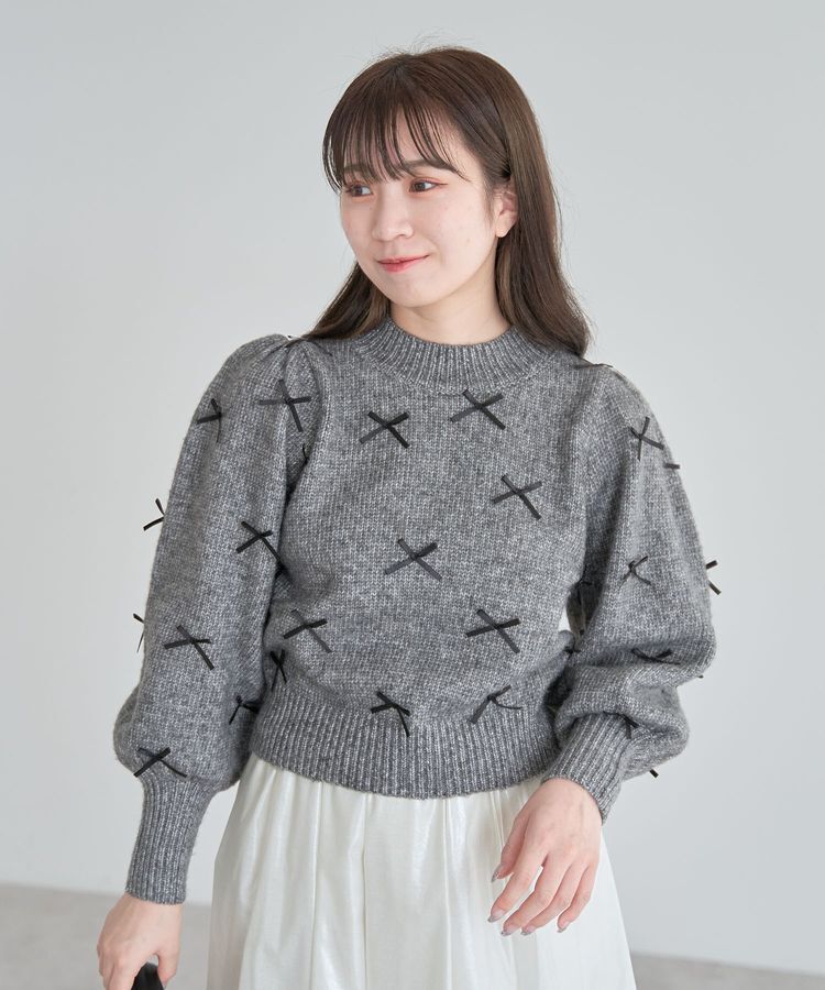 Green Parks「・ANDSEARCH メニーリボンニットプルオーバー」|ニット・セーター|Charcoal Gray