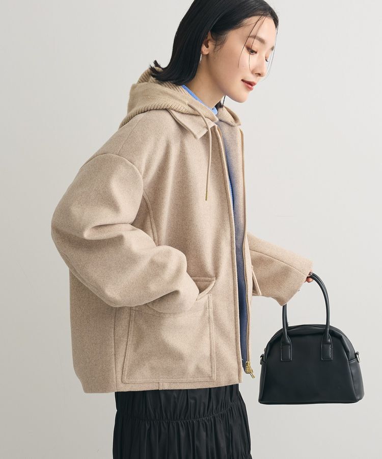 Green Parks「2WAYニットフードウールライクジャケット」|テーラードジャケット|