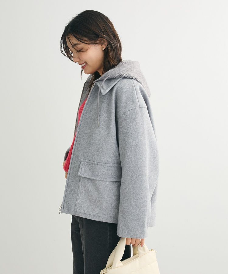 Green Parks「2WAYニットフードウールライクジャケット」|テーラードジャケット|