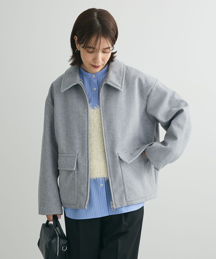 Green Parks「2WAYニットフードウールライクジャケット」|テーラードジャケット|