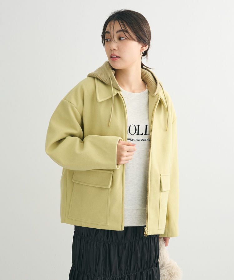 Green Parks「2WAYニットフードウールライクジャケット」|テーラードジャケット|Yellow
