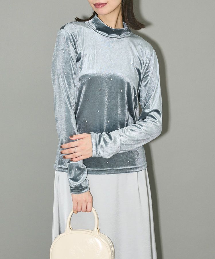 AnriettMusee「ラインストーンハイネックトップス」|Tシャツ・カットソー|