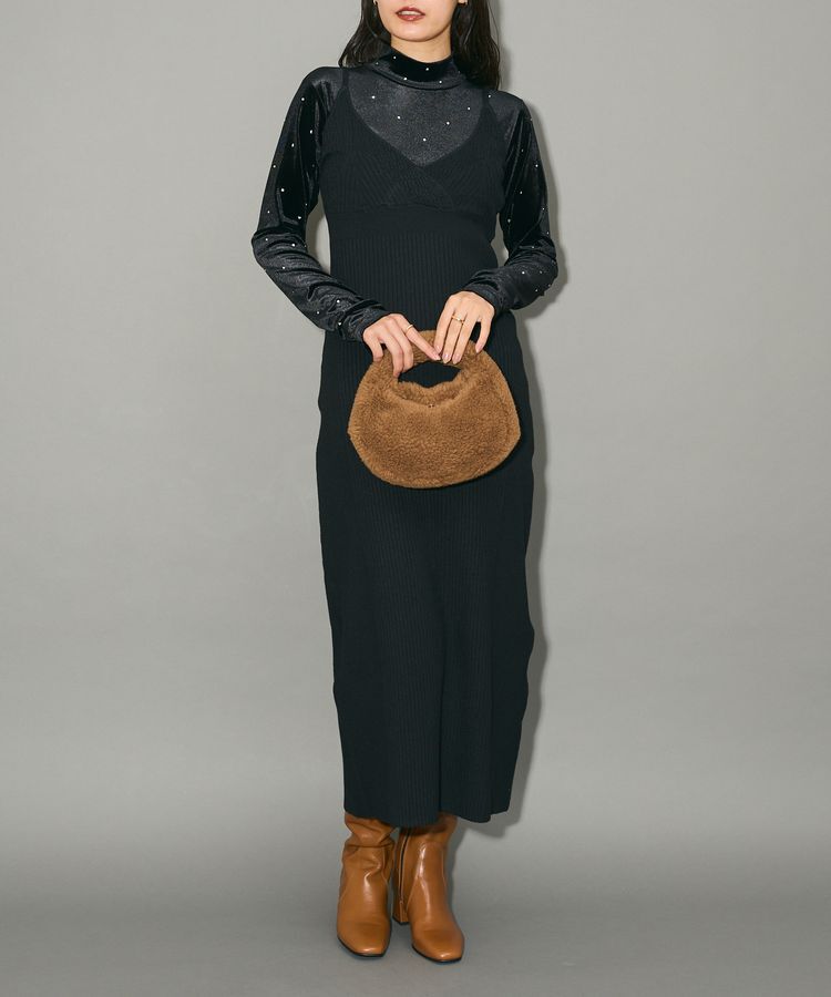 AnriettMusee「ラインストーンハイネックトップス」|Tシャツ・カットソー|