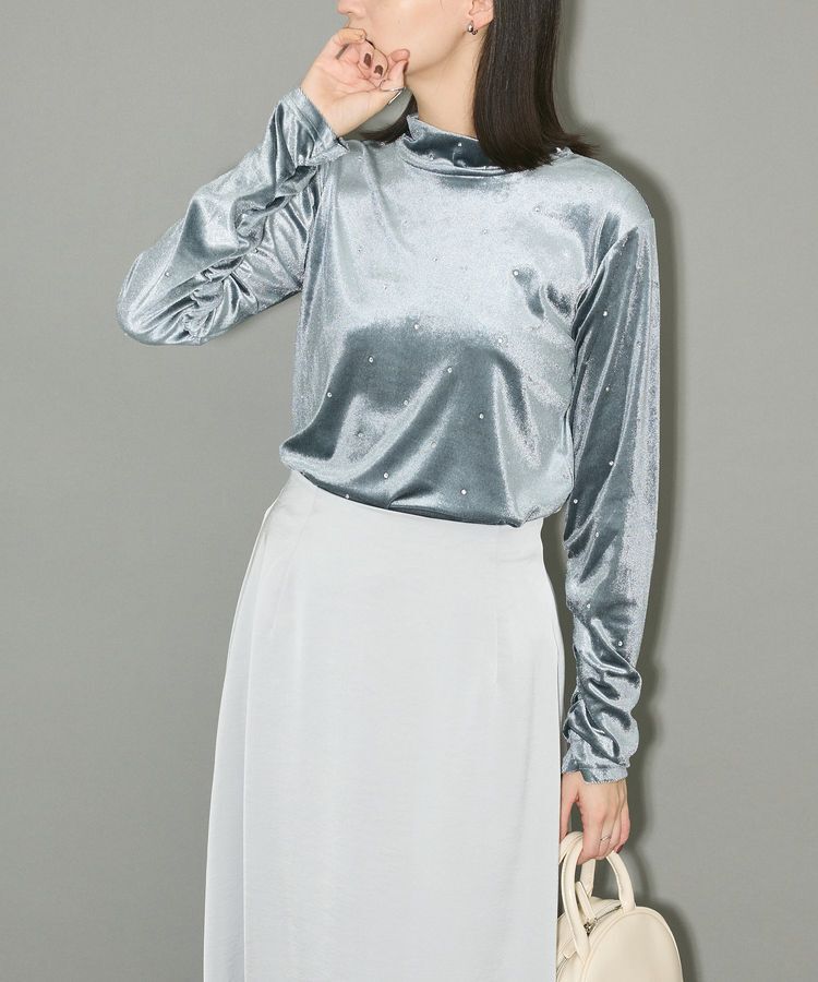 AnriettMusee「ラインストーンハイネックトップス」|Tシャツ・カットソー|