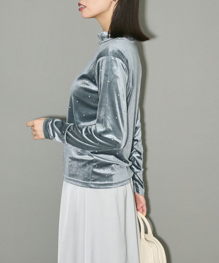 AnriettMusee「ラインストーンハイネックトップス」|Tシャツ・カットソー|