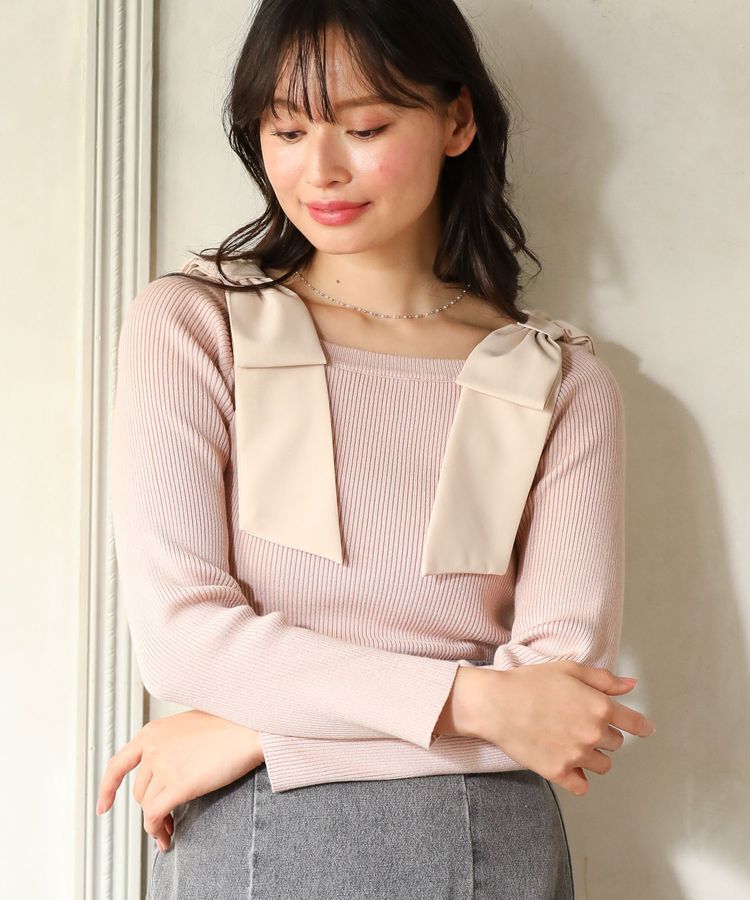 Green Parks「・swing by ショルダーリボンプルオーバー」|Tシャツ・カットソー|