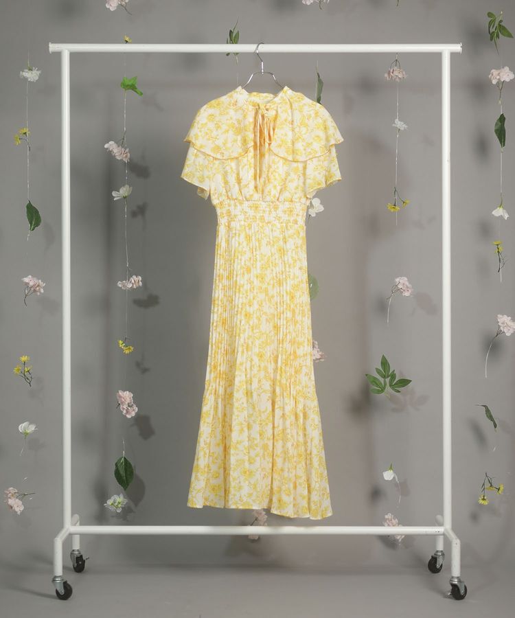 Green Parks「dazzlin フレンチスリーブ花柄ワンピース」|ワンピース|Yellow