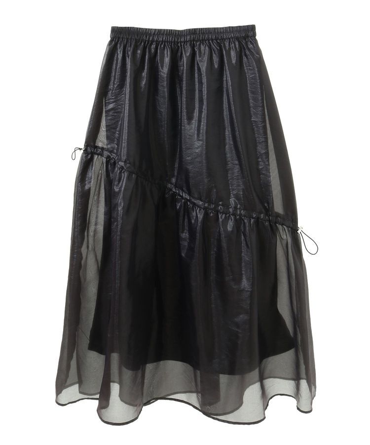 Green Parks「シアーシャイニードロストティアードスカート」|スカート|Charcoal Gray