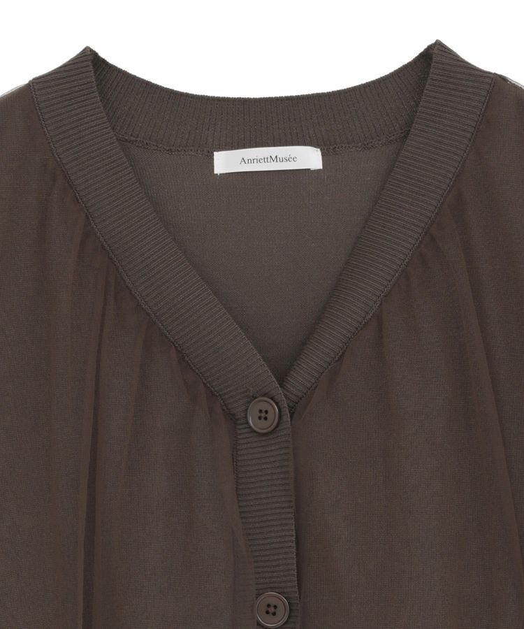 AnriettMusee「チュールドッキングVネックニットカーディガン」|カーディガン|