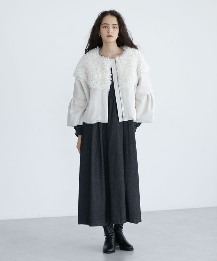 Green Parks「■ESCAR デニムラッフルカラーワンピース」|ワンピース|