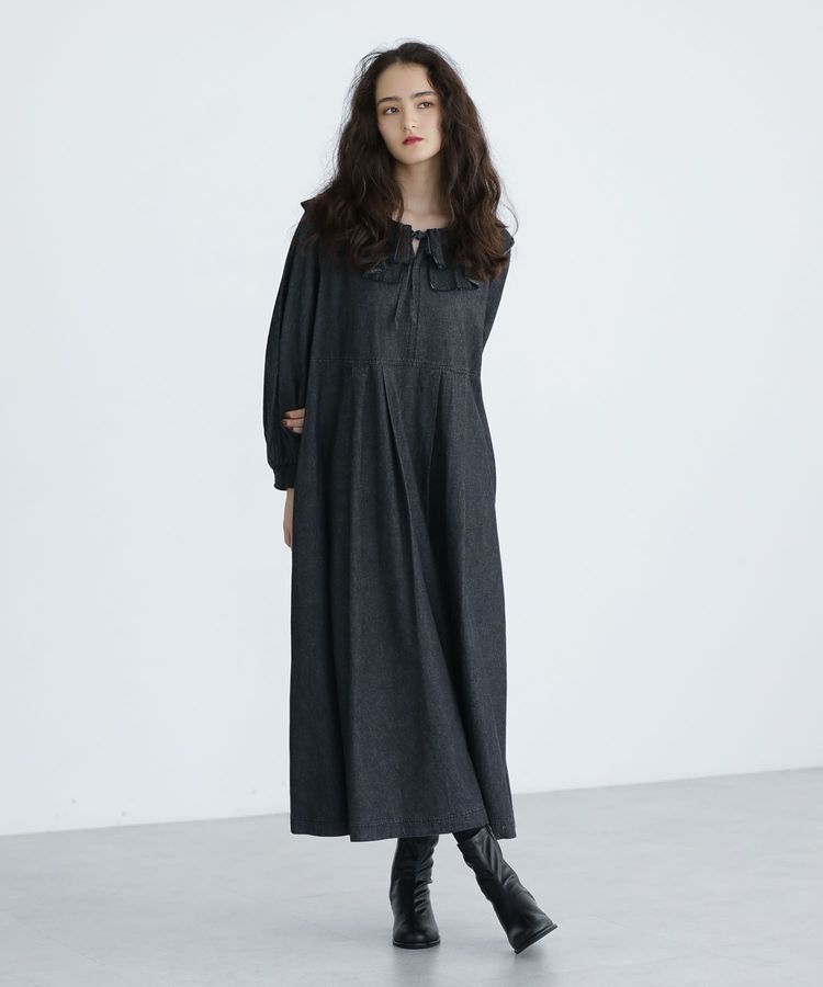 Green Parks「■ESCAR デニムラッフルカラーワンピース」|ワンピース|