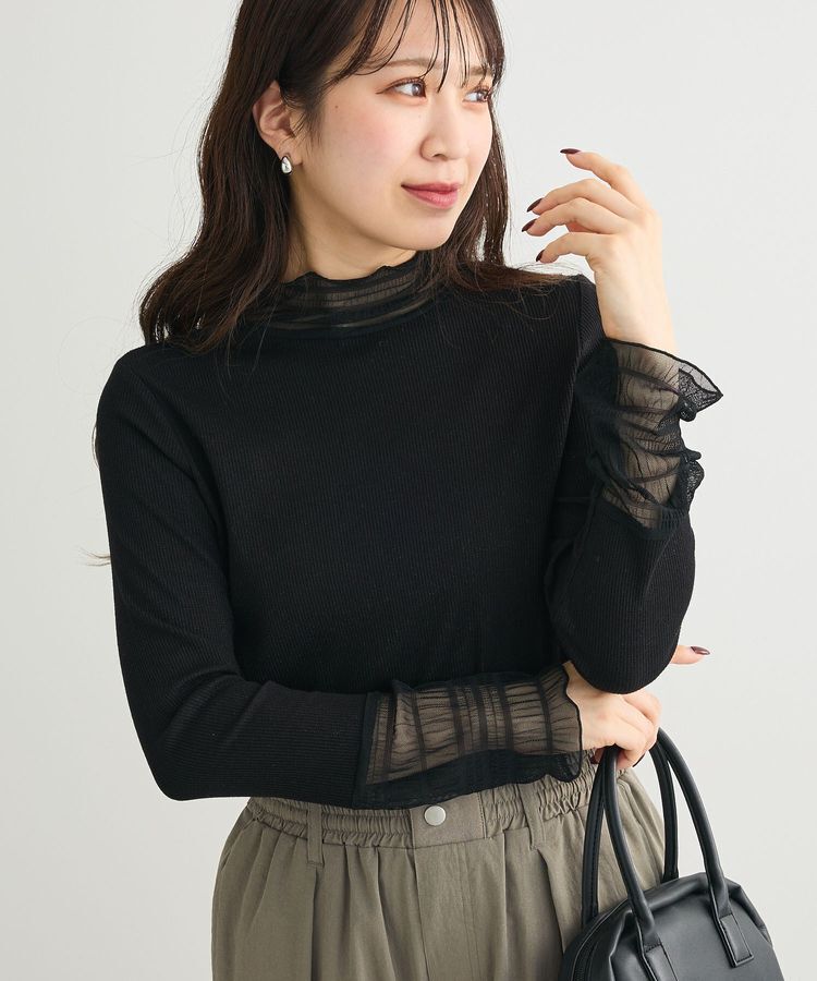 Green Parks「・Petit Fleur チュールキリカエラメリブタートル」|Tシャツ・カットソー|Black