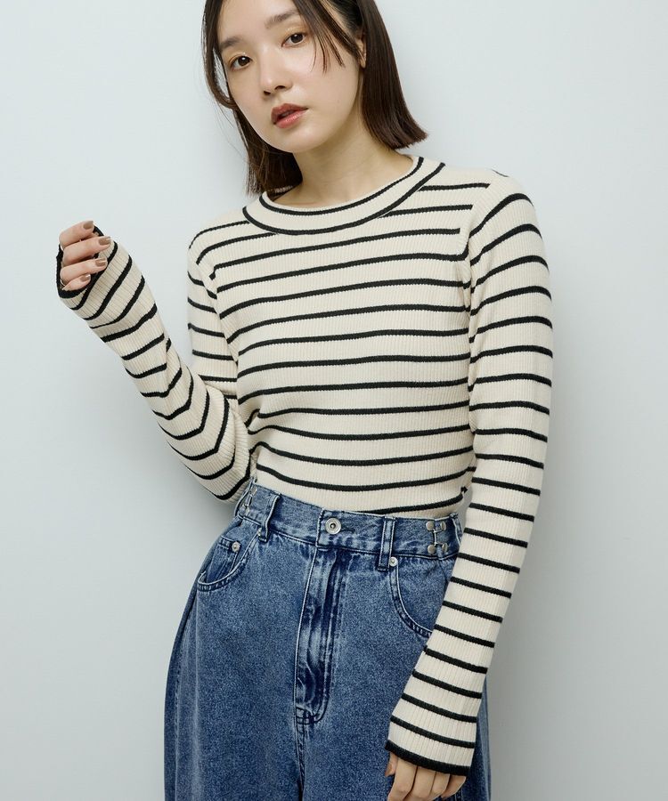 Green Parks「ラメライン入りリブニットプルオーバー」|ニット・セーター|