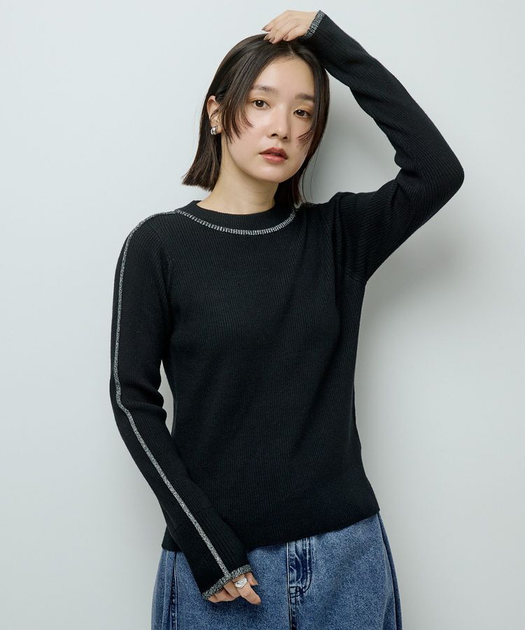 Green Parks「ラメライン入りリブニットプルオーバー」|ニット・セーター|