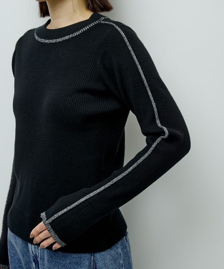 Green Parks「ラメライン入りリブニットプルオーバー」|ニット・セーター|