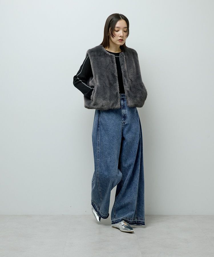 Green Parks「ラメライン入りリブニットプルオーバー」|ニット・セーター|