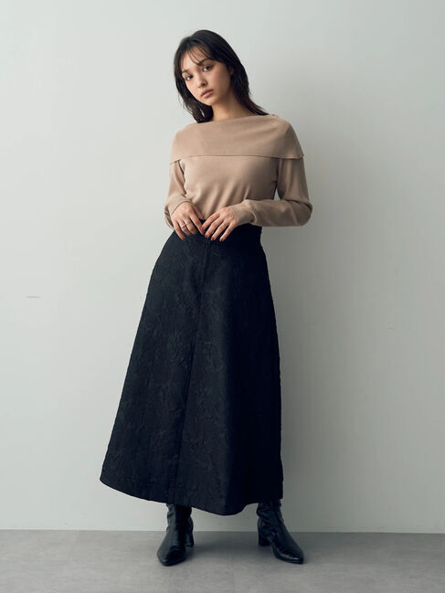 YECCA VECCA「ふくれジャガード中綿フレアスカート」|フレア|