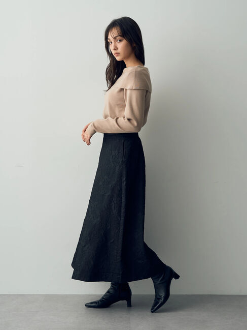 YECCA VECCA「ふくれジャガード中綿フレアスカート」|フレア|