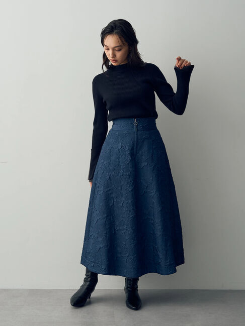 YECCA VECCA「ふくれジャガード中綿フレアスカート」|フレア|