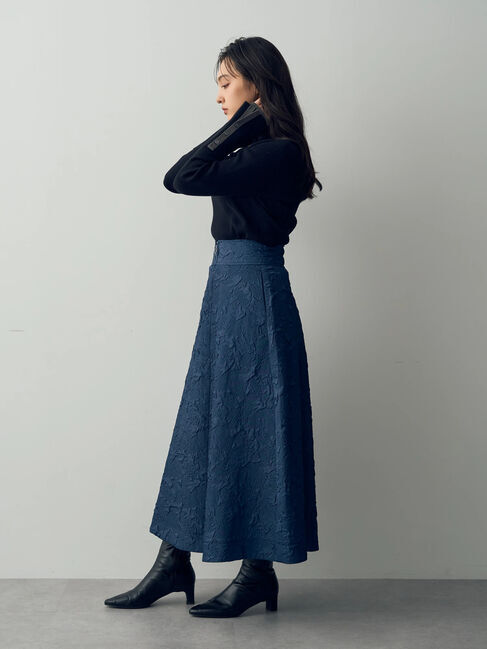 YECCA VECCA「ふくれジャガード中綿フレアスカート」|フレア|
