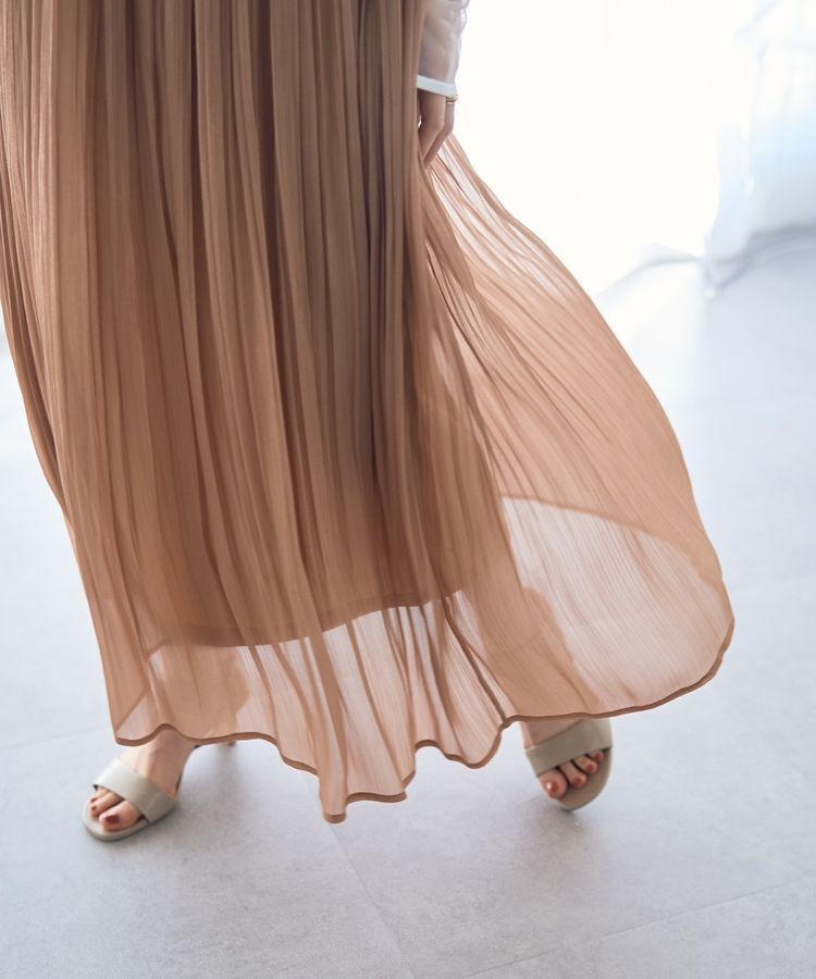 YECCA VECCA「シャイニーサテンプリーツスカート」|スカート|
