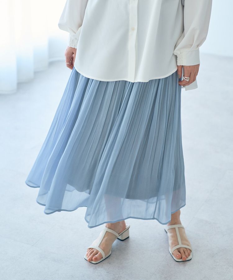 YECCA VECCA「シャイニーサテンプリーツスカート」|スカート|