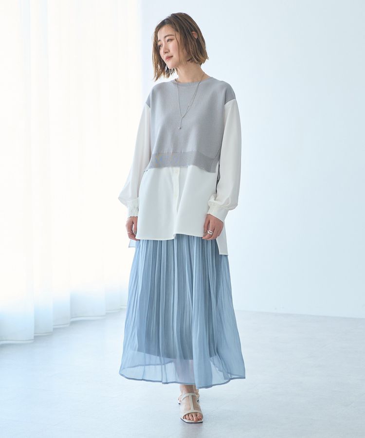 YECCA VECCA「シャイニーサテンプリーツスカート」|スカート|