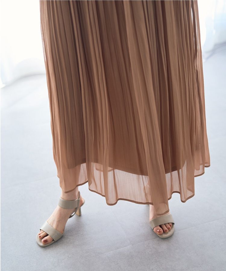 YECCA VECCA「シャイニーサテンプリーツスカート」|スカート|